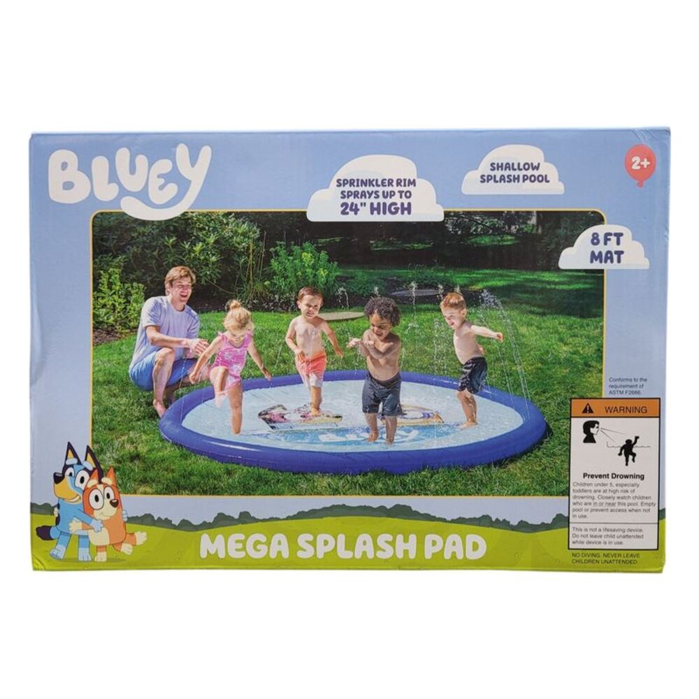 Bluey 8 Foot Outdoor Splash Pad with Sprinkler Rim